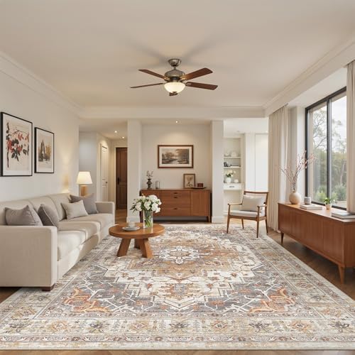 befbee 8x10 Area Rugs for Living Room, Washable Vintage Non Slip Rug
