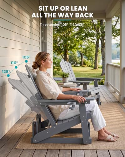 Adirondack Glider Chair Set of 2, Retractable Ottoman & Adjustable Backrest