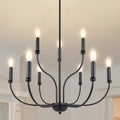 Black Chandelier Candle Style, 9-Light Farmhouse Chandelier 27’’