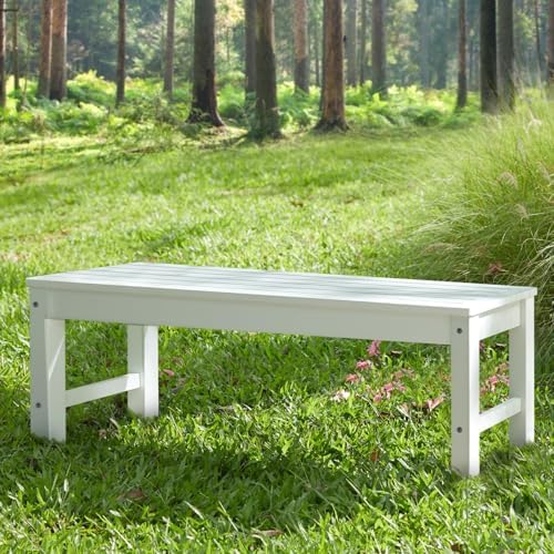 Psilvam 47" Backless Outdoor Bench for 2-Person, 700 LBS Capacity, White