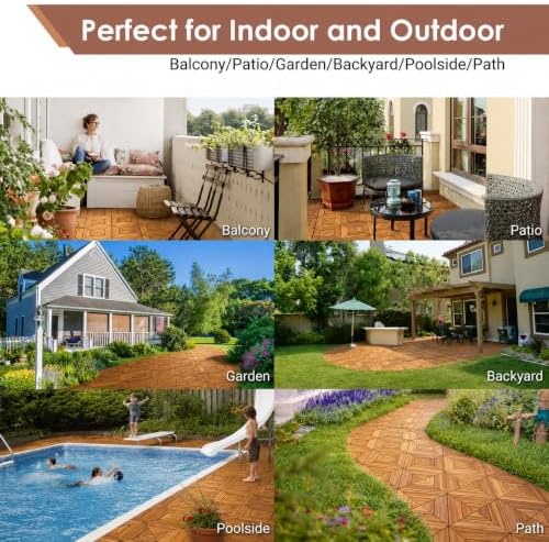 primezone 54 pcs solid acacia wood interlocking patio, view 9