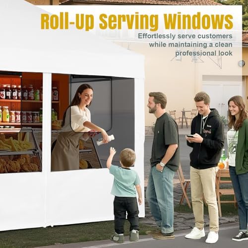 CROWN SHADES 10x10 Pop Up Canopy, Food Tents for Outdoor Serving, White