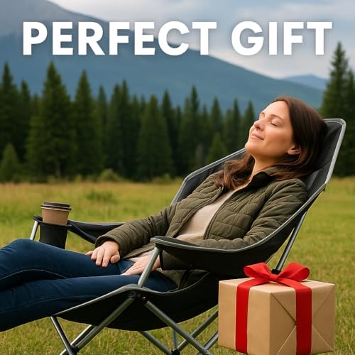Hammock Camping Chair – Folding Swing Chair with Headrest & Cup Holder, 300 lbs Support, Breathable Mesh, Portable & Lightweight for Outdoor, Camping, Fishing, Patio & Travel