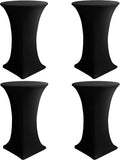 Spandex Black Cocktail Table Covers for 30-32 Inch High Top Pub 4 Pack