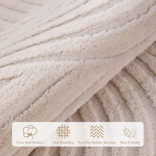 Ciicool 5x7 Area Rug for Living Room,Beige Washable High-Low Pile Carpet