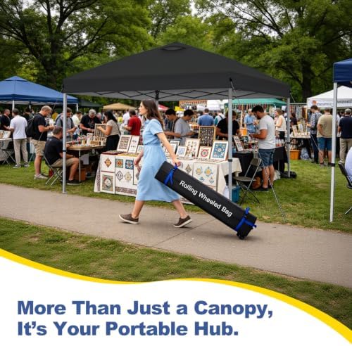 Explore Land 10x10 Pop Up Canopy with One Push Setup, Black