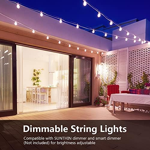 SUNTHIN 96FT White Outdoor String Lights with 32 LED Bulbs