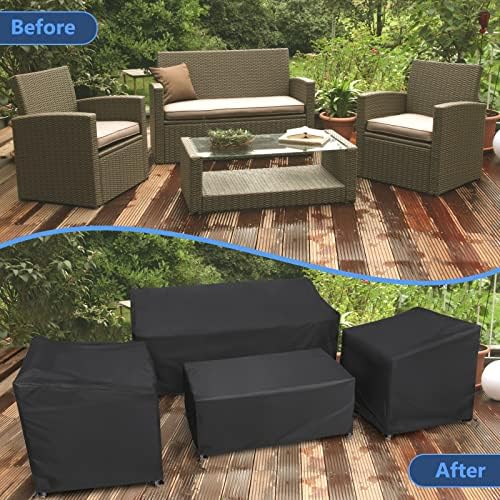 STARTWO Outdoor Furniture Cover Waterproof 4 Piece, Black, Regular, 420D
