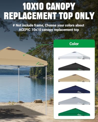 ACEPIC Upgraded 10x10 Canopy Replacement Top with Air Vent(Khaki, Top Only)