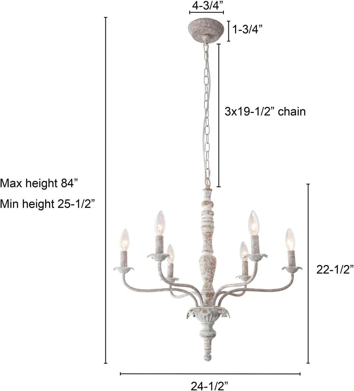 French Country Chandelier Farmhouse Distressed Wood for Dining Room