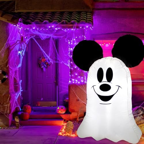 Halloween Inflatable Outdoor Decoration,Mouse Theme Cute Ghost Blow Up Outdoor for Halloween Party Garden Lawn Decor