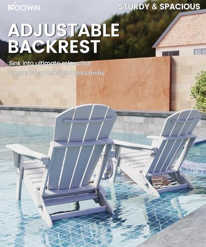 FOOWIN Folding Adjustable Adirondack Chair with Ottoman Set of 2