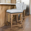 Maven Lane Hugo Counter Stool, Weathered Oak, Sand Color, 26"