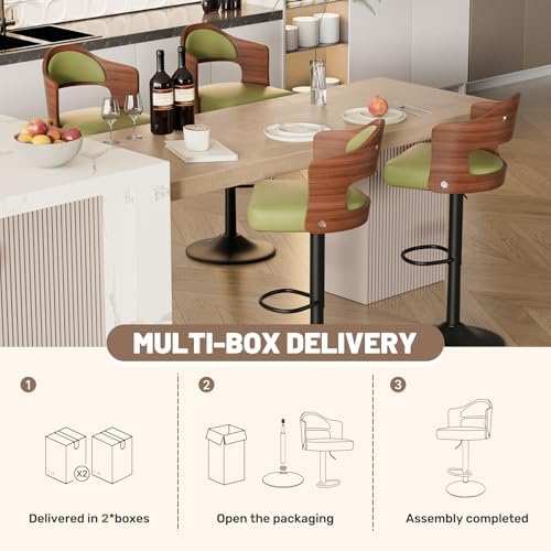 Swivel Bar Stools Set of 4,Bentwood Adjustable Height Barstools