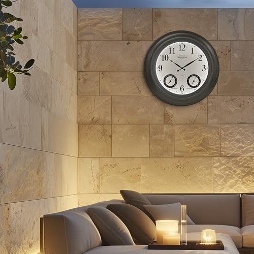 Presentime 24 inch Large Illuminated Waterproof Outdoor Clock