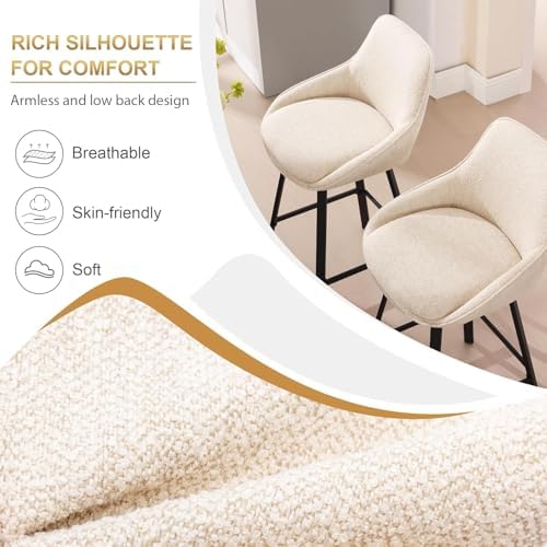 Zesthouse Swivel Bar Stools Set of 2, Modern Counter Height Stool with Back