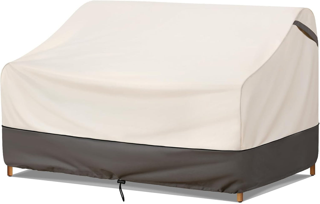 Waterproof Patio Furniture Sofa Cover, 600D Oxford Heavy-Duty Outdoor Protector for 3-Seater Couch, All-Season UV & Wind Resistant with Buckles & Air Vent, 79"W x 38"D x 35"H (Beige/Grey)