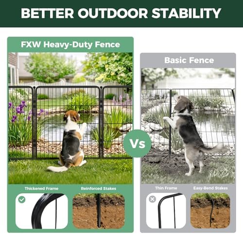 FXW No Dig Garden Fence, Outdoor for Yard, 32in(H) x 36.4ft(L), 16 Panels