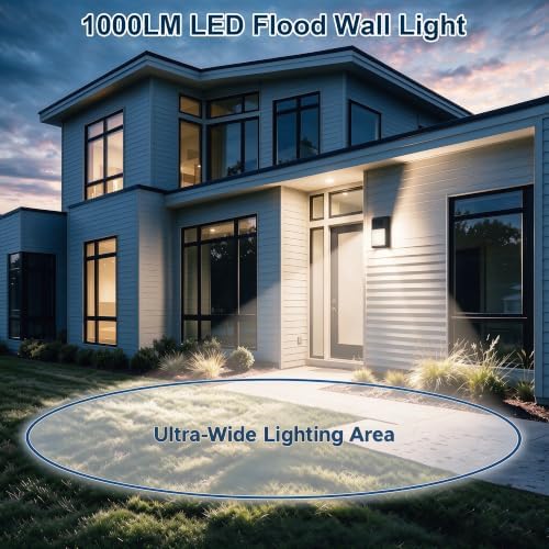 LIT-PaTH Outdoor Wall Light Fixture, Aluminum, LED 3000K, Black, 2 Pack