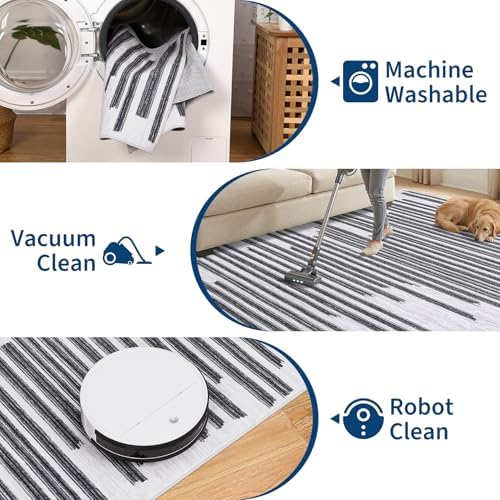GarveeHome 5x7 Non Slip Striped Area Rug for Living Room Bedroom Classroom