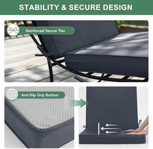 Summsun High Back Outdoor Chair Cushions, 20 x 20 Inch, Dark Grey