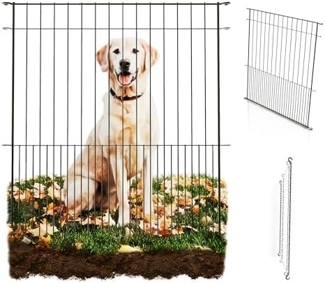 WESLEY'S CORNER Tall Fence Panels - 32”H x 29”L, No Dig Metal Dog Fence, Heavy Duty Garden Border & Animal Barrier, Rustproof, Decorative Fencing for Backyards, Frontyards, Outdoors and Edging