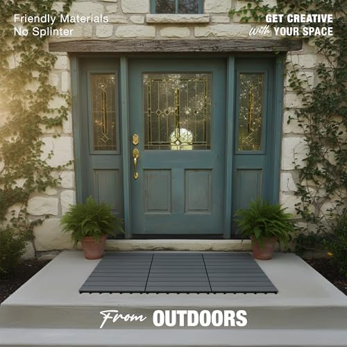 Acacia Wood Interlocking Deck Tiles, Patio & Backyard Tile, 12 in, 9 PCS