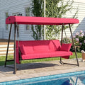 3-4 Seat Oversized Outdoor Porch Swing with Adjustable Canopy