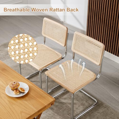 Rattan Dining Chairs Set of 2, Cesca Chairs for Kitchen Room, Mid Century