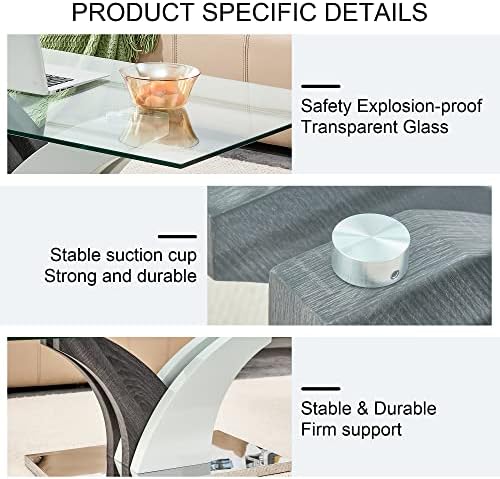 47'' Glass Coffee Table for Living Room,Rectangle Clear Center Table,Modern Glass Sofa Coffee Table with Tempered Glass Top and MDF Thickened Base