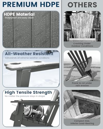 Folding Adirondack Chair Set of 4 with 4-in-1 Cup Holder,Fire Pit Chair