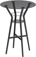 YATINEY Bar Table, 2-Tier Round High Top Table, Pub Table, Home Bar Counter Height, Bistro Tables, for Kitchen, Living Room, Meeting Room, Pub, Transparent and Black BT03BK