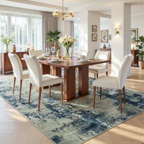 Beraliy Washable 6x9 Abstract Area Rugs for Living Room Bedroom, Blue