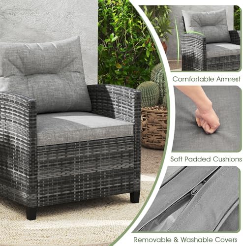 ORALNER 3 Pieces Patio Furniture, Mix Gray Wicker Bistro Set (Gray)