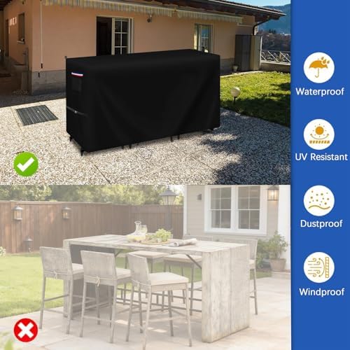 Patio Furniture Covers for High Top Table and Chairs-74x38.5x41in