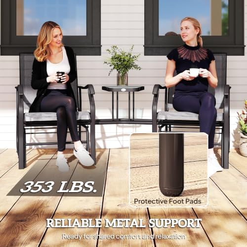 Outsunny Outdoor Glider Chair with Table 2-Seat Patio Loveseat Gray