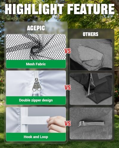 ACEPIC 10x10ft Mesh Sidewalls Kit for Canopy (White, 4PCS Sidewalls Only)