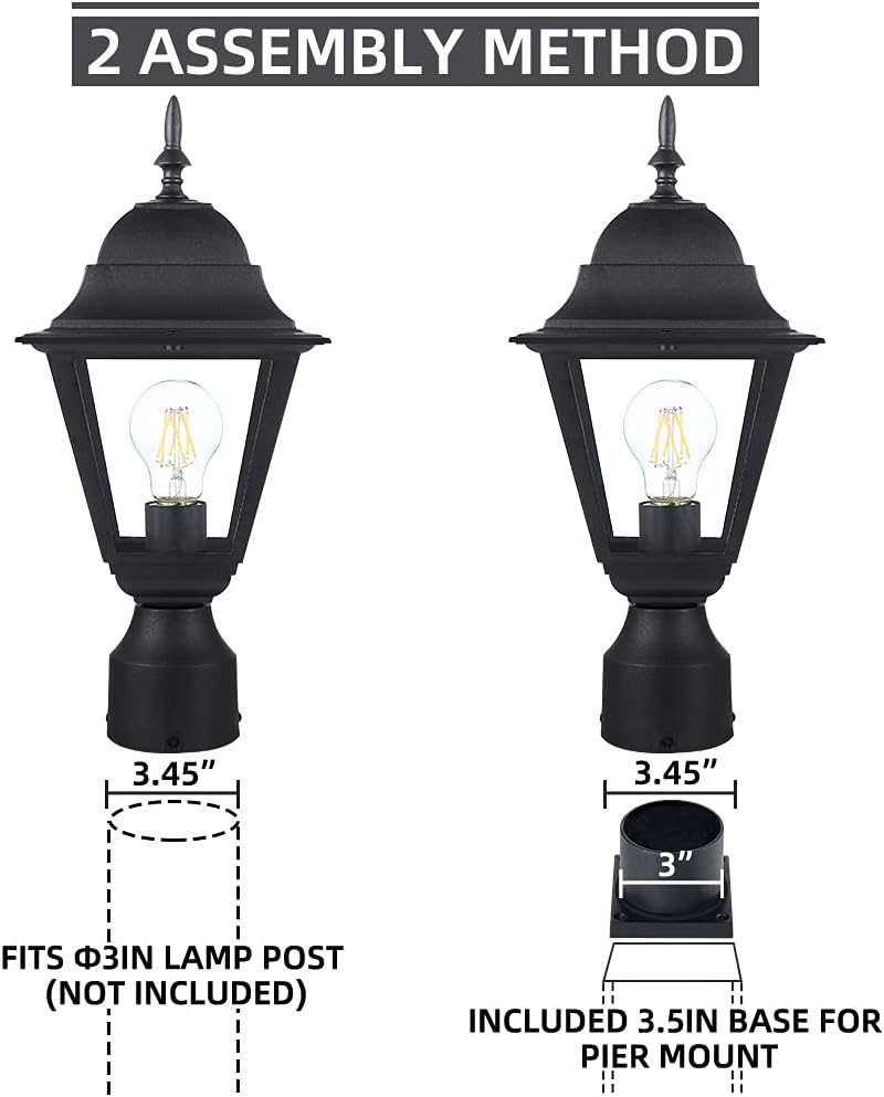 Windben Outdoor Post Light, Waterproof, 16.5in, Matte Black