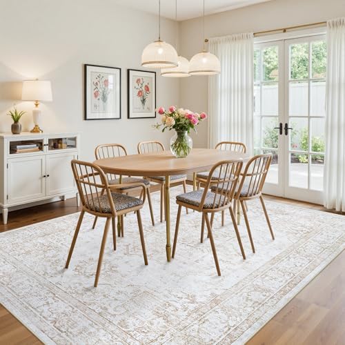 8x10 Area Rugs for Living Room Washable Non-Slip Rug Beige