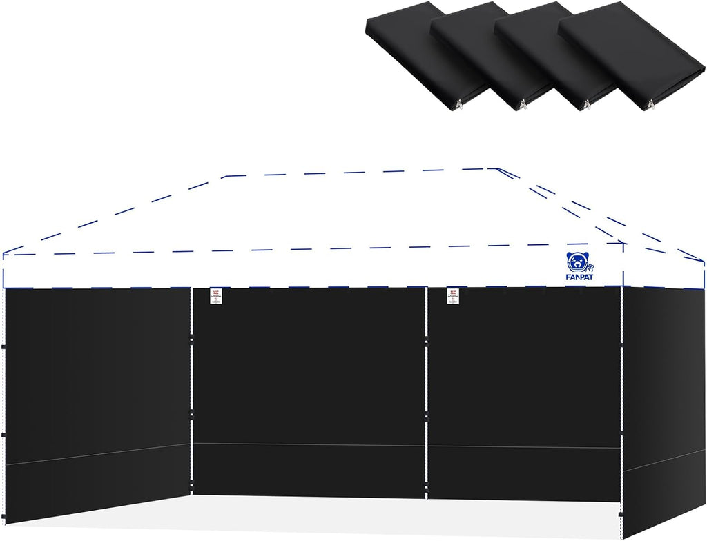FANPAT 10x20ft Sidewalls for Canopy, Black (4Pcs Sidewalls Only)