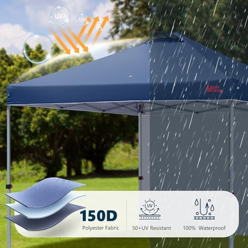 MASTERCANOPY 10x10 Durable Pop Up Canopy Tent with 1 Sidewall, Navy Blue