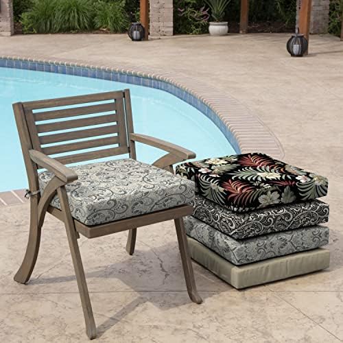 Arden Outdoor Seat Pad Chair Cushion, 21x21, Neutral Damask