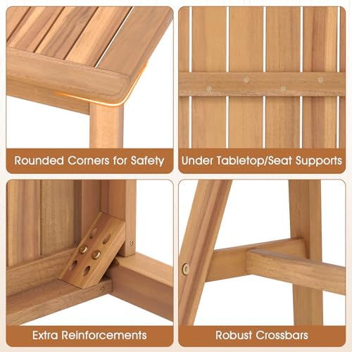 Tangkula Acacia Wood Outdoor Dining Table for 4-6