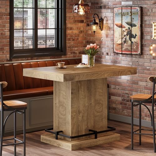 Tribesigns 47" Bar Table, Industrial Bistro Pub Table with Metal Footrest, Rectangular Counter Height Table for Small Bar, Dining Coffee Cocktail Living Room