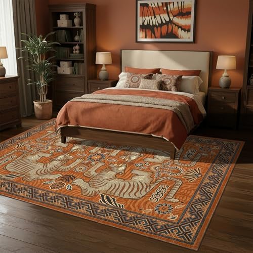 GarveeHome Tiger 6x9 Area Rugs Boho Washable Vintage Non Slip Living Room
