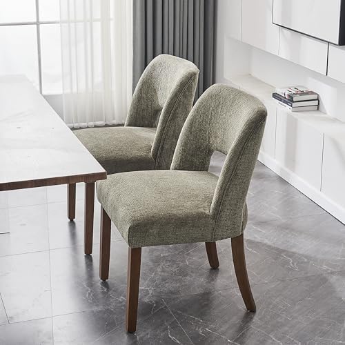 VKNOW Dining Chairs Set of 2, Fabric Dining Room Chairs, Green