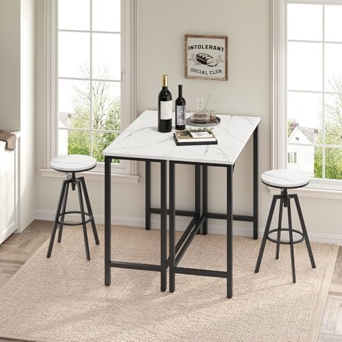 MAHANCRIS Narrow Bar Table, 63-Inch Pub Table for Dining Room, Counter Bar Tables with Sturdy Metal Frame, Connectable Bar Table, Multifunctional Console Table, Marble and Black BTHM1601