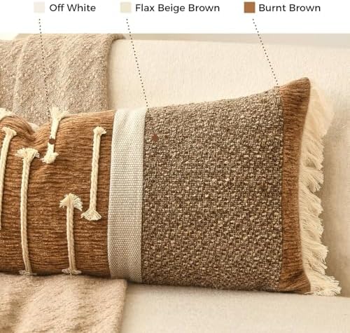 Burnt Orange Boho Lumbar Pillow Cover 14x36 Inches