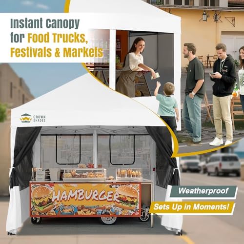 CROWN SHADES 10x10 Pop Up Canopy, Food Tents for Outdoor Serving, White