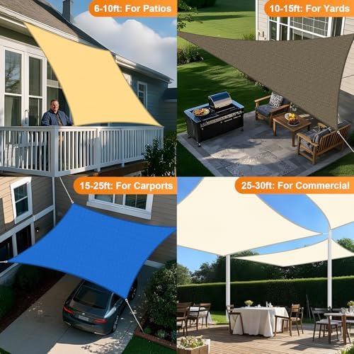 Artpuch Sun Shade Sail 12'X16' Light Grey Rectangle
